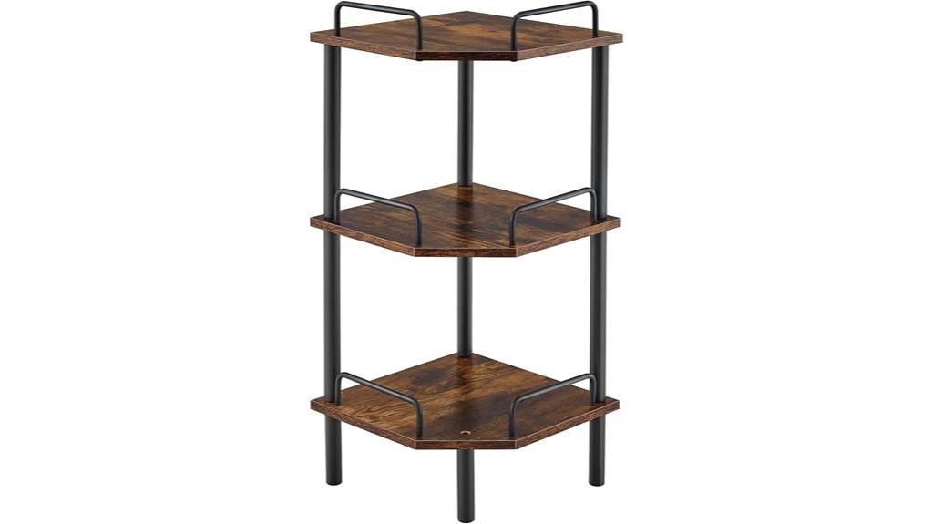 industrial 3 tier corner shelves