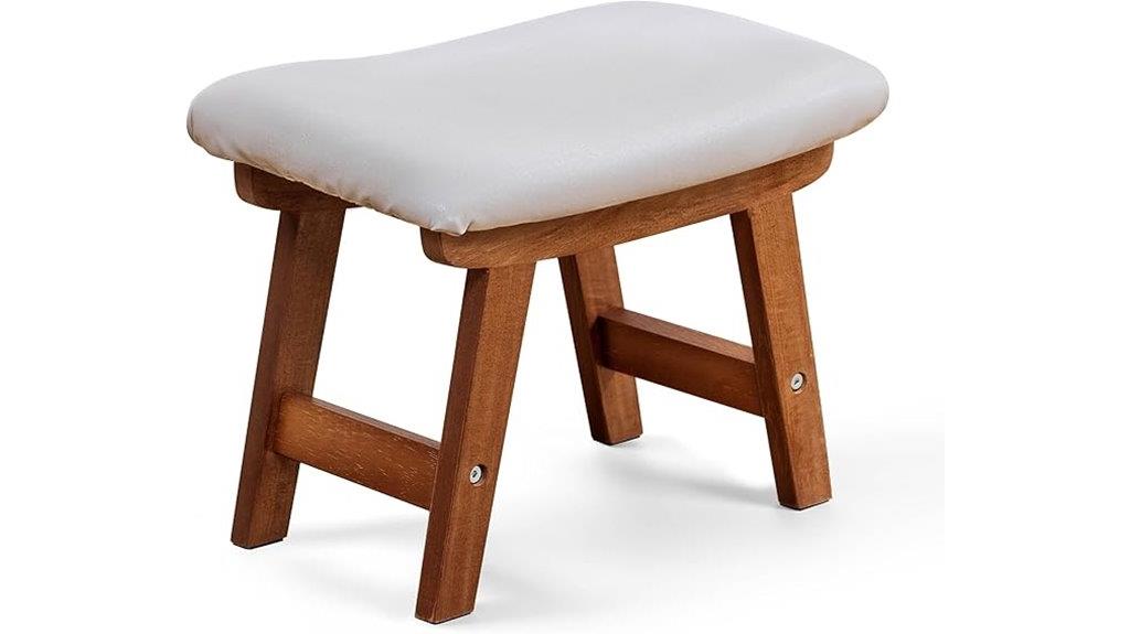 leather covered wooden footstool