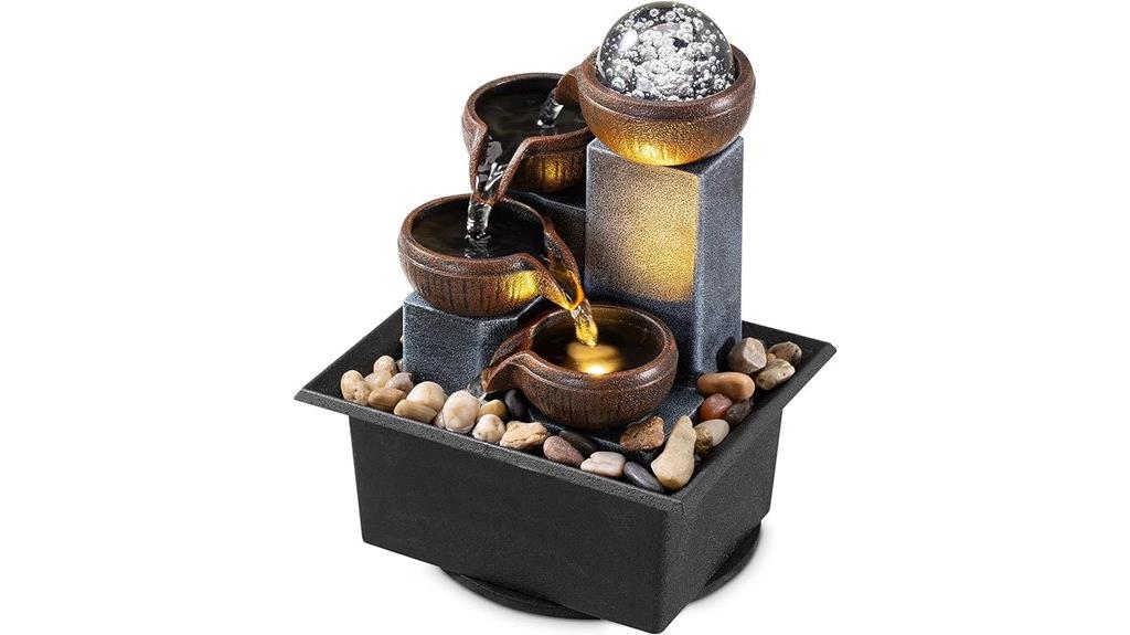 led lit tabletop fountain