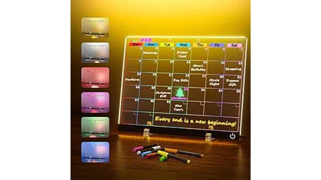 light up acrylic calendar