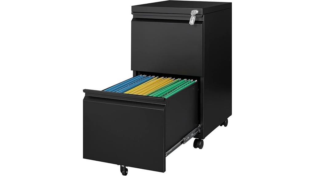 lockable two drawer mobile cabinet