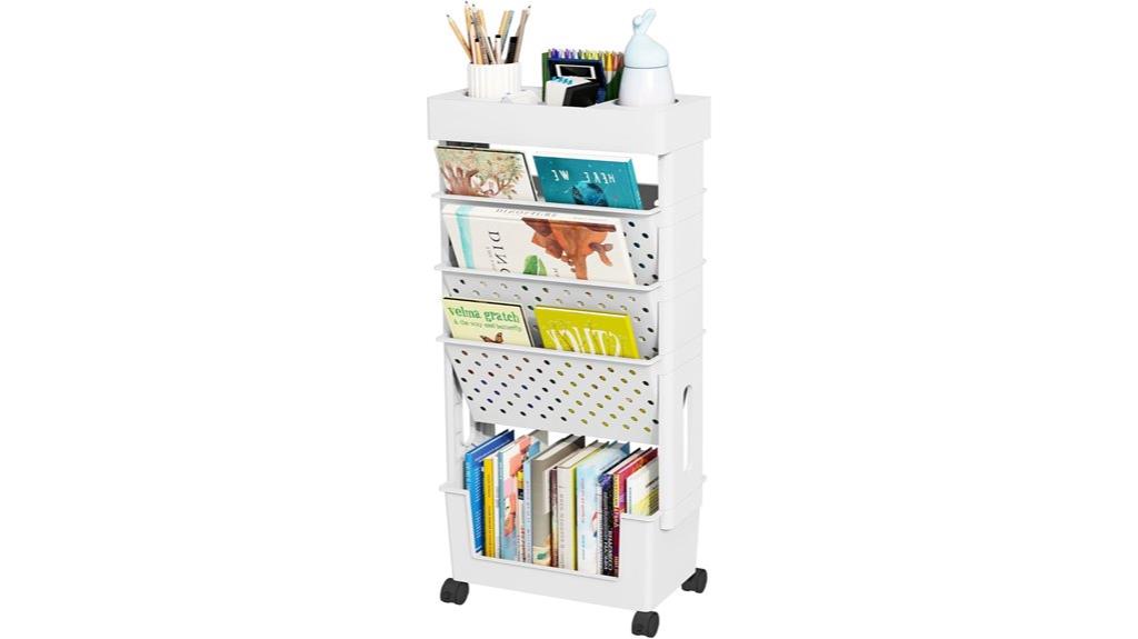 mobile five tier bookshelf