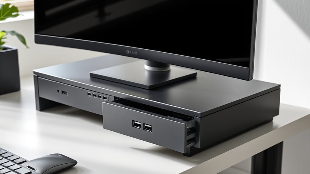 monitor stands with storage