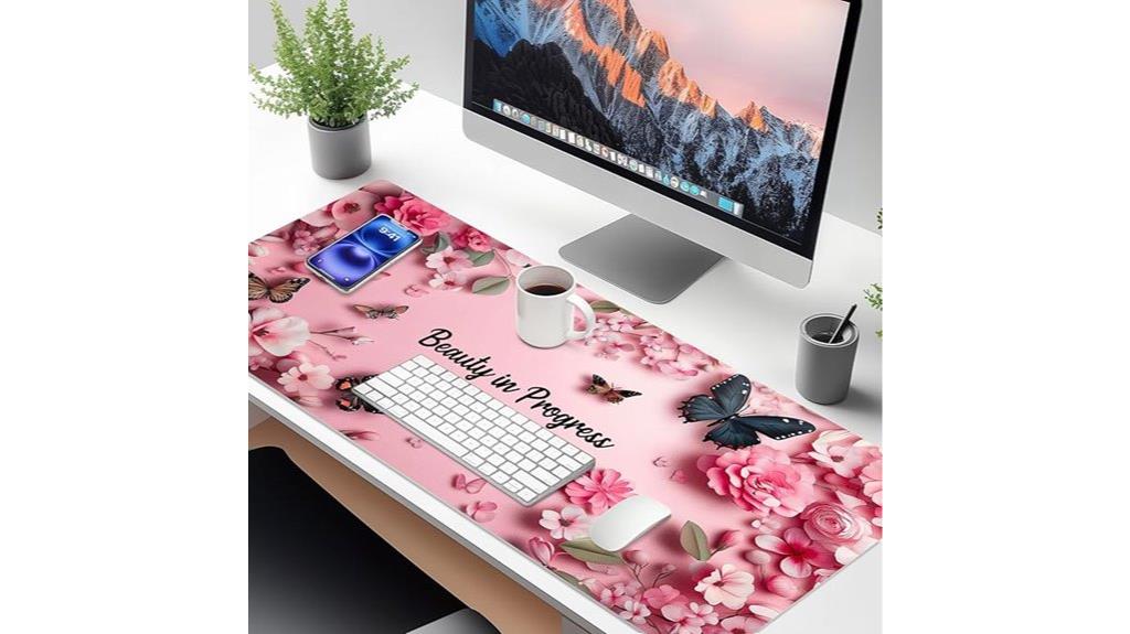 pink pu leather desk mat