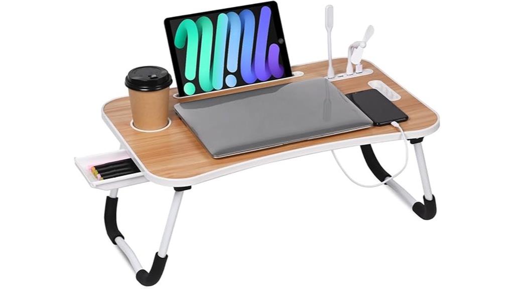 portable bed desk with accessories