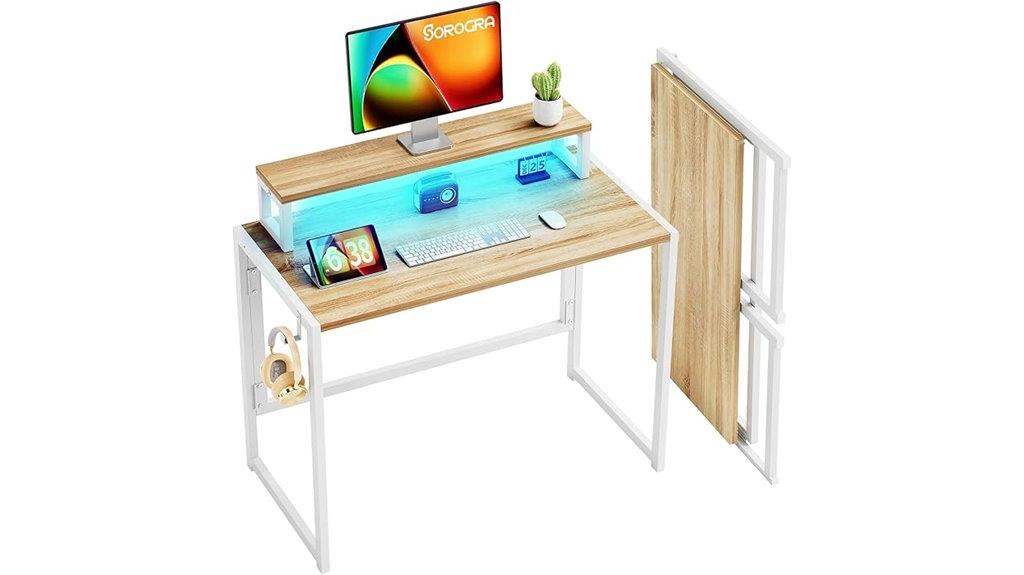 portable desk with lights