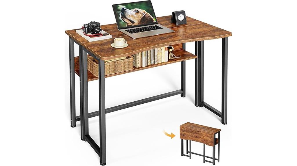 portable folding desk with shelf