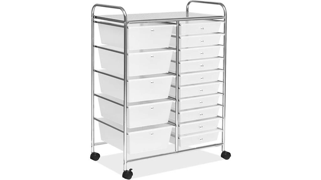 rolling 15 drawer storage cart