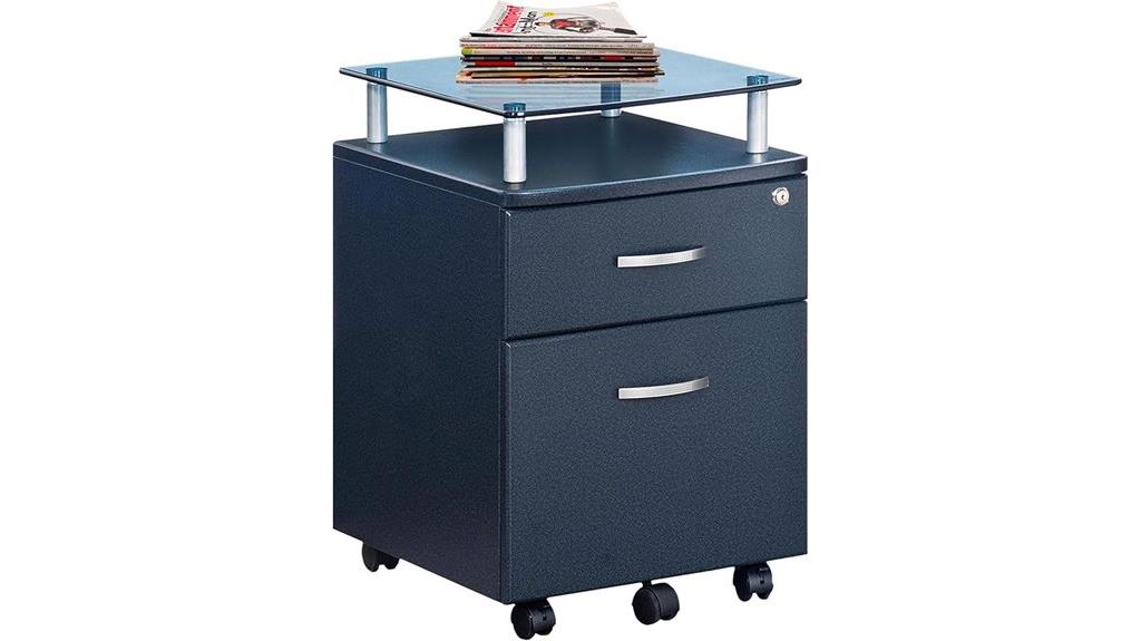 rolling graphite glass cabinet