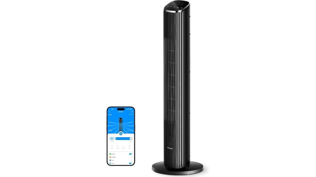 smart black tower fan
