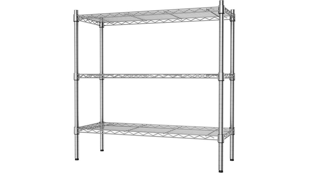 three shelf heavy duty wire shelving