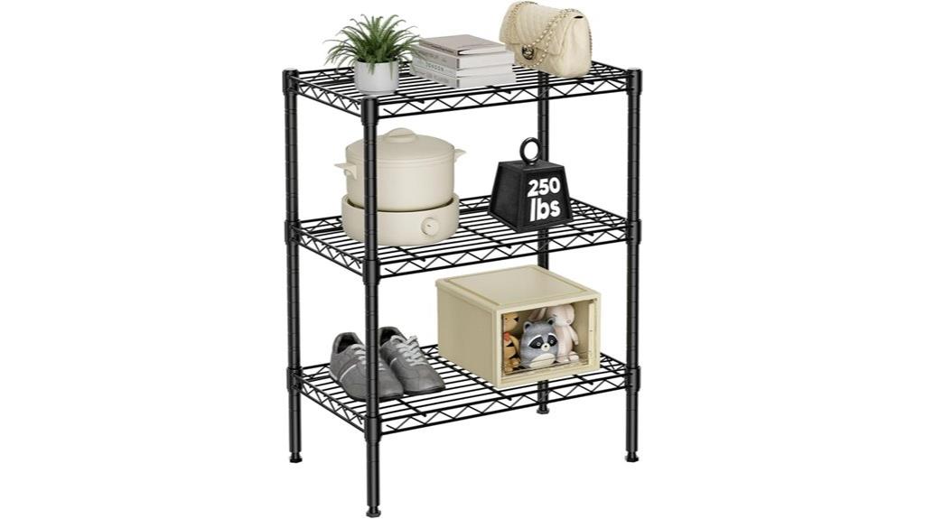 three wire metal shelving