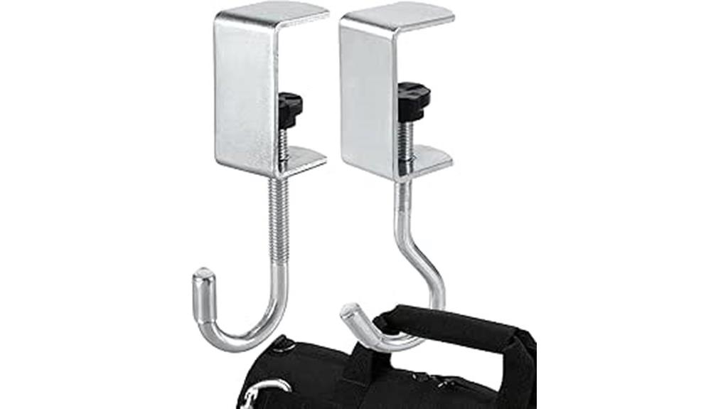 two desk bag hooks