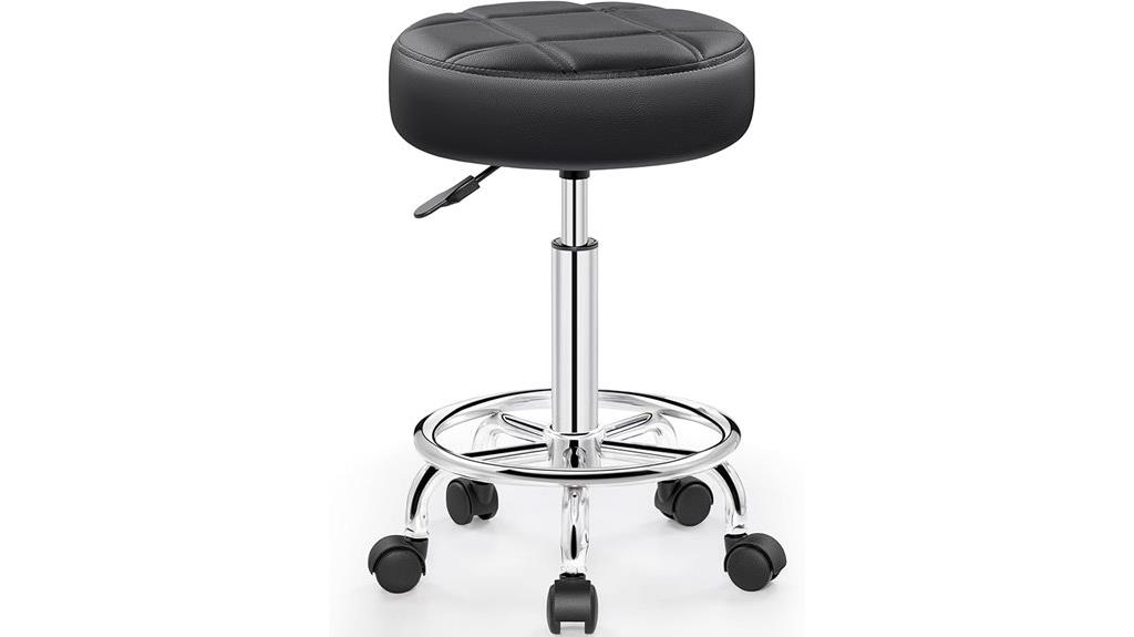 wheeled pu leather stool