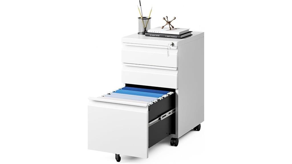 white 3 drawer filing cabinet