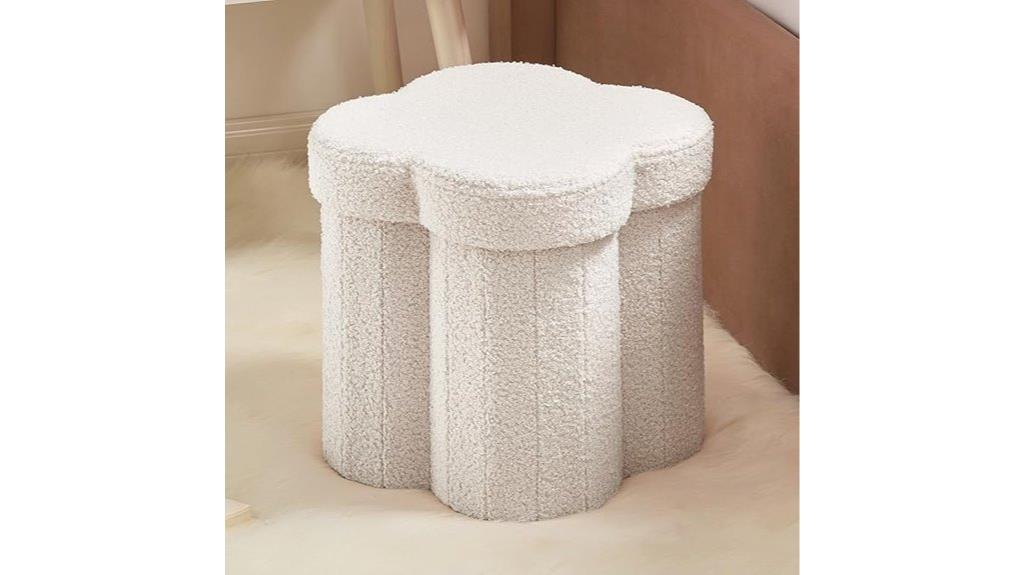 white boucle ottoman cube