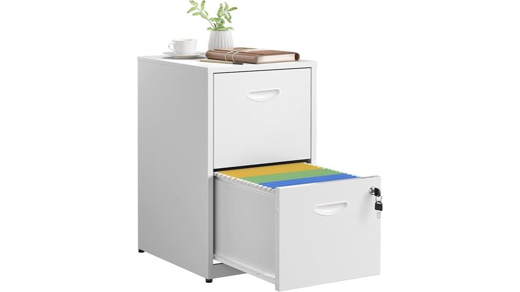 white metal lockable drawers