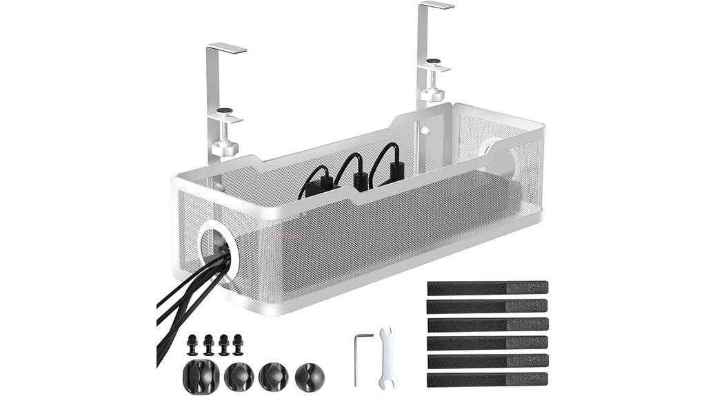 white under desk cable organizer