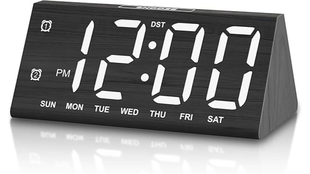 wooden bedroom alarm clock