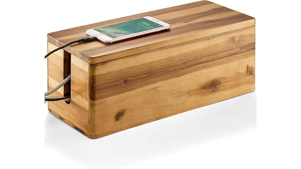 wooden cable organizer box