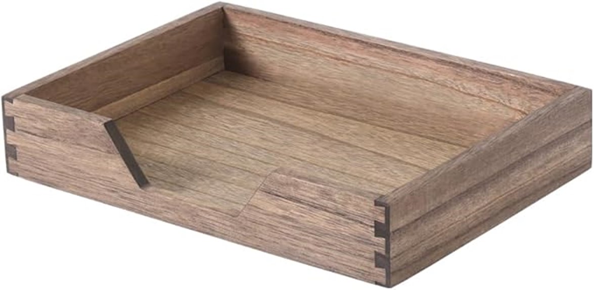 wooden desktop organizer tray