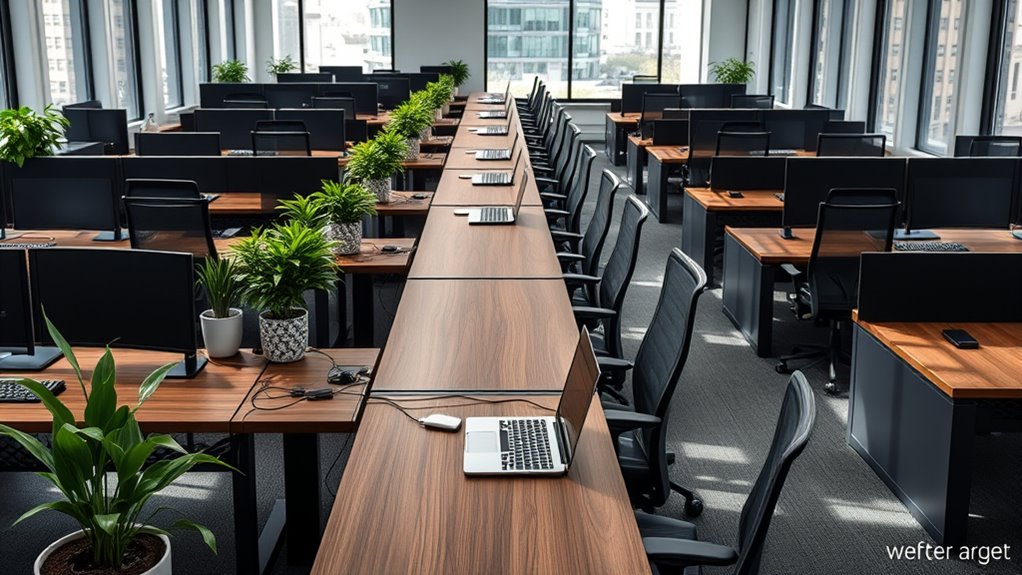 ergonomic shared workspace desks