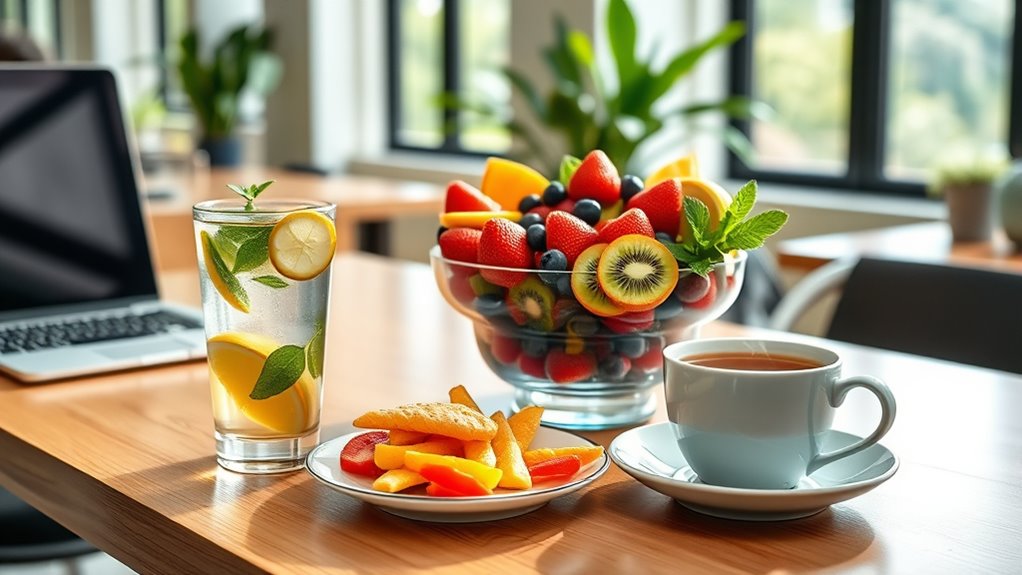 mindful snacking and stretching