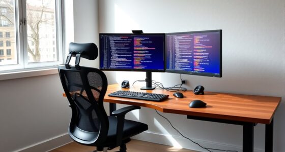 multi monitor ergonomic workspace