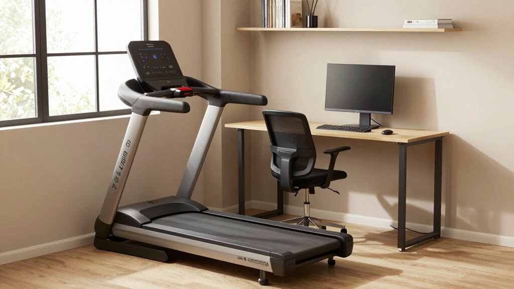 ergonomic organized treadmill workspace