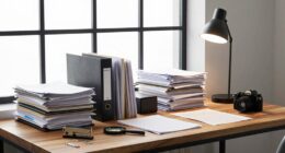 organized workspace for paperwork