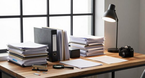 organized workspace for paperwork