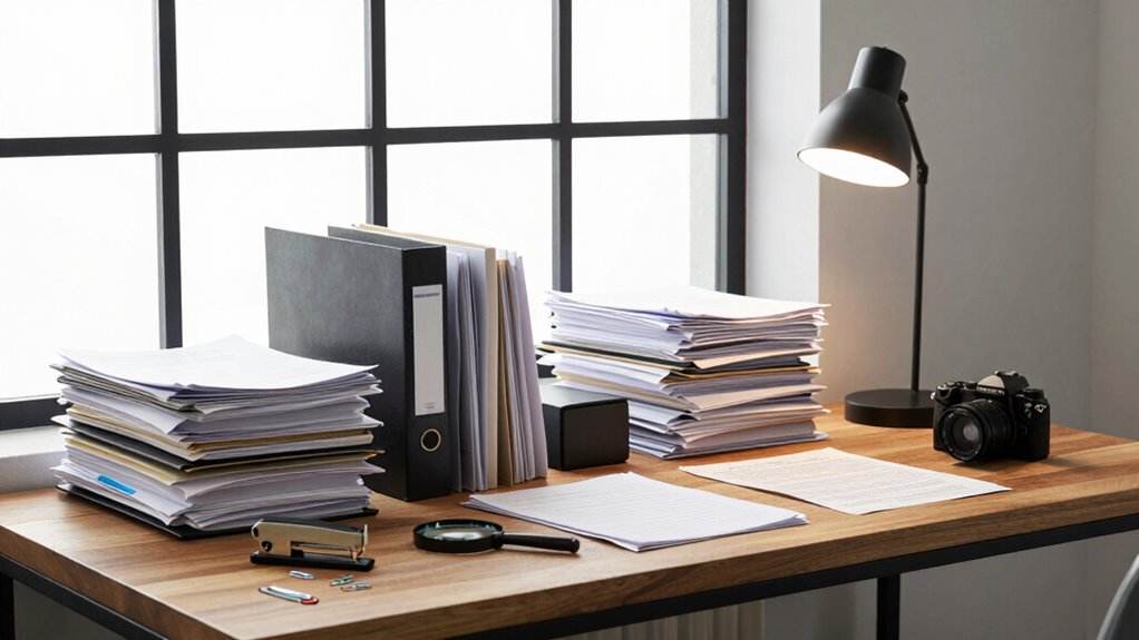 organized workspace for paperwork