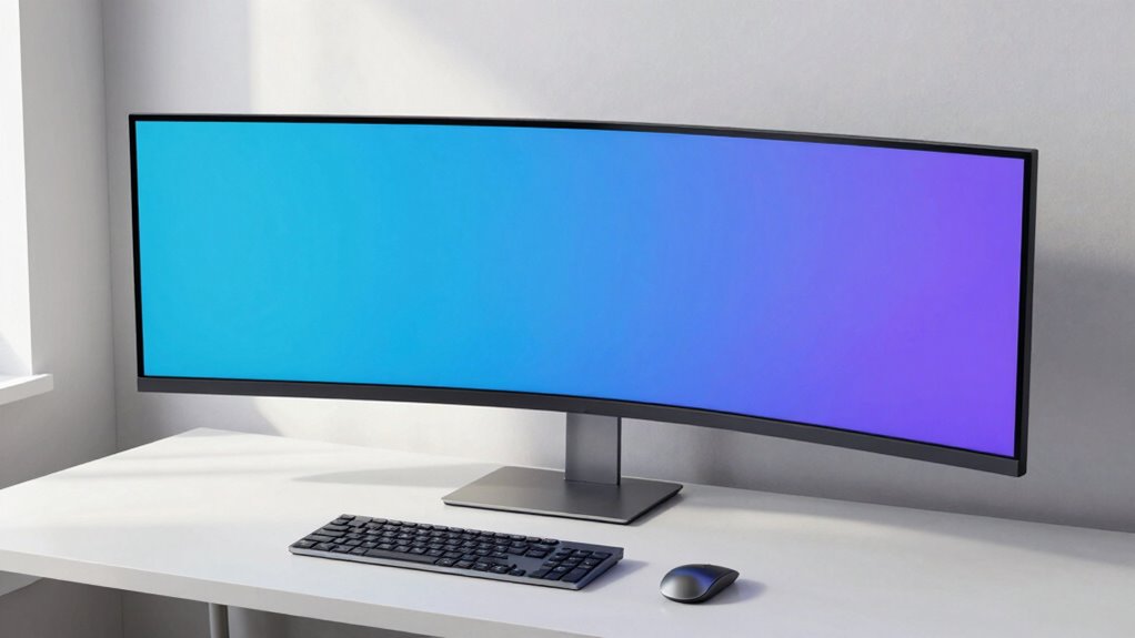 sleek ultrawide workspace setup