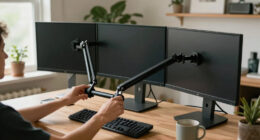 PUTORSEN Triple Monitor Desk Mount For Up To 32" Screens W/ Gas Spring Arms $56 + Free S&H